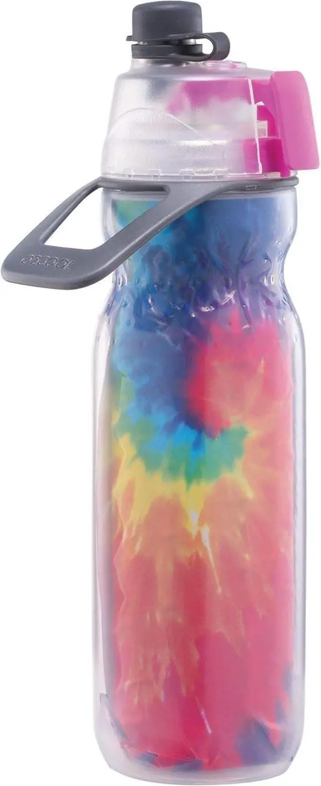 Alt view image 3 of 7 - O2COOL Mist 'N Sip Misting Water Bottle 2-in-1 Mist And Sip Function With No Leak Pull Top Spout Reusable Sports Water Bottle - 20 oz (Tie Dye/Celestial Purple)