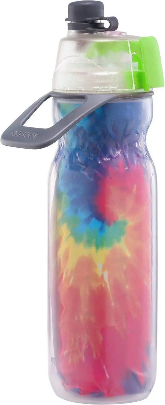 Alt view image 4 of 7 - O2COOL Mist 'N Sip Misting Water Bottle 2-in-1 Mist And Sip Function With No Leak Pull Top Spout Reusable Sports Water Bottle - 20 oz (Tie Dye/Celestial Purple)