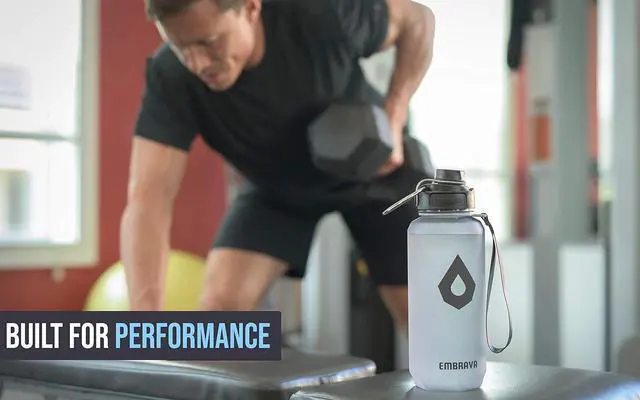 Alt view image 6 of 6 - Embrava 40oz Water Bottle - Large with Travel Carry Ring - Wide Leak Proof Drink Spout - Heavy-Duty, BPA & BPS Free Tritan Plastic - Best for Sports, Hiking, Gym, Men & Women