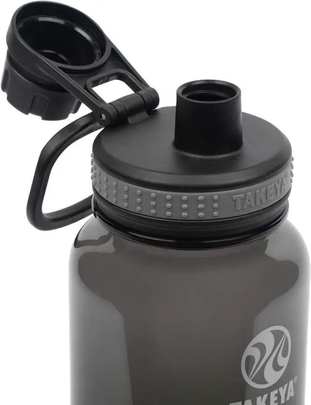 Alt view image 3 of 4 - Takeya 40 oz Tritan Plastic Sport Water Bottle with Spout Lid, Premium Quality, BPA Free Food Grade Materials, Black