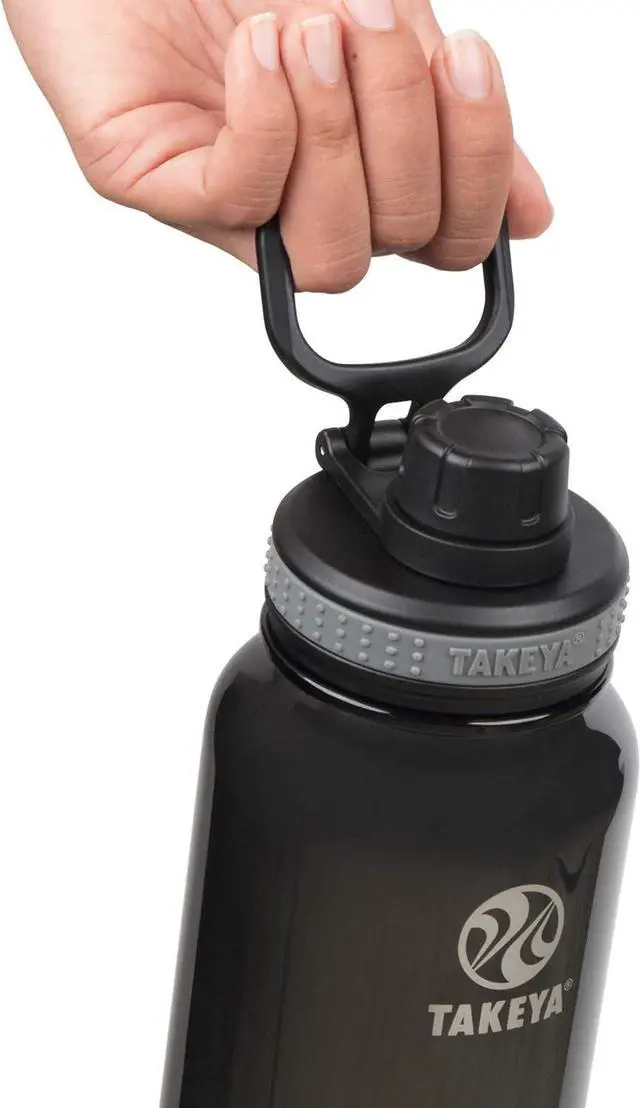Alt view image 2 of 4 - Takeya 40 oz Tritan Plastic Sport Water Bottle with Spout Lid, Premium Quality, BPA Free Food Grade Materials, Black