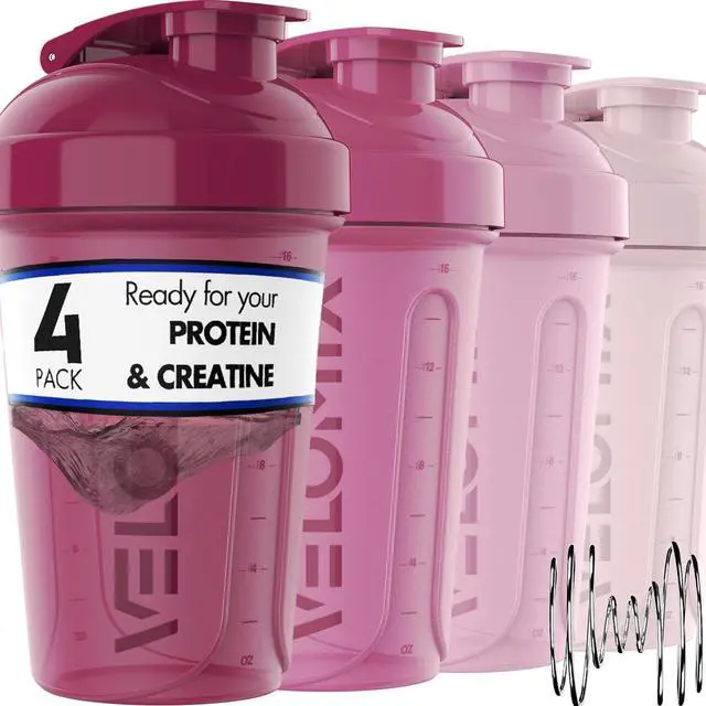 Main image of -4 PACK- 20 OZ Protein Shaker Bottles for Protein Mixes, Shaker Cups for Protein Shakes, Small Shaker Bottle Pack, Shaker Cup, Shakers for protein Shakes (Berry Blend-4 Pack)