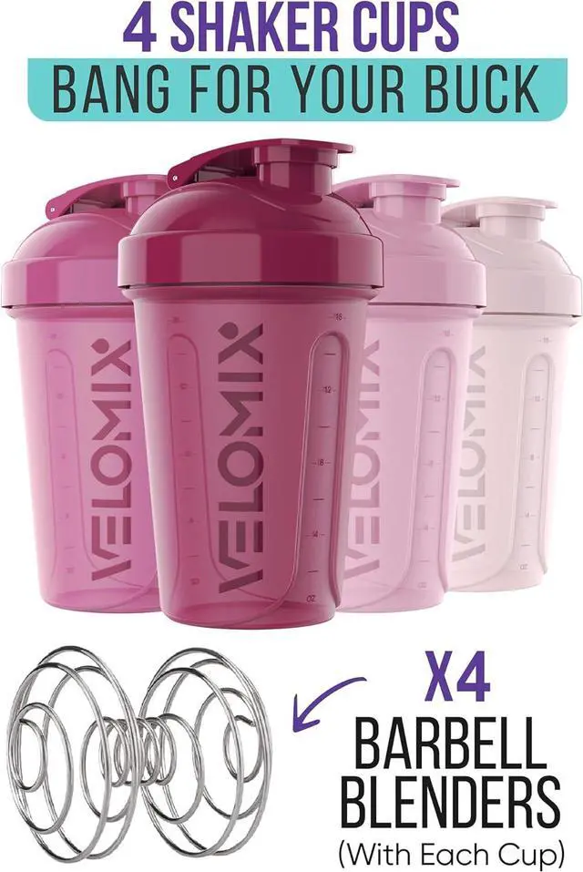Alt view image 2 of 6 - -4 PACK- 20 OZ Protein Shaker Bottles for Protein Mixes, Shaker Cups for Protein Shakes, Small Shaker Bottle Pack, Shaker Cup, Shakers for protein Shakes (Berry Blend-4 Pack)