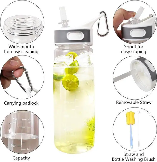 Alt view image 4 of 7 - Bottled Joy Gallon Water Bottle, 800ml Clear Water Bottle 28oz Water Bottle with Straw, Bottle Joy Sports Water Jug Tritan Leakproof BPA Free for Fitness Outdoor Cycling Gifts for Women Men