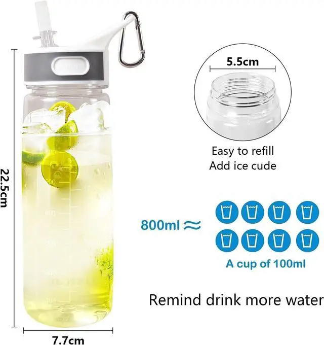 Alt view image 7 of 7 - Bottled Joy Gallon Water Bottle, 800ml Clear Water Bottle 28oz Water Bottle with Straw, Bottle Joy Sports Water Jug Tritan Leakproof BPA Free for Fitness Outdoor Cycling Gifts for Women Men