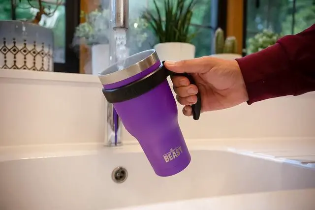Alt view image 5 of 7 - Beast 40 oz Tumbler Stainless Steel Vacuum Insulated Coffee Ice Cup Double Wall Travel Flask (Purple)