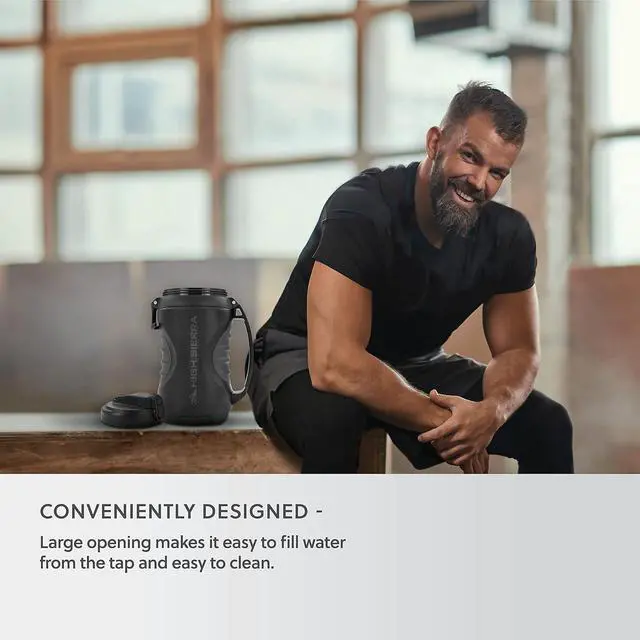 Alt view image 3 of 7 - High Sierra 64 Ounce Insulated Water Bottle  Double Wall Stainless Steel Jug, Leakproof Flip-Top Lid, Large Metal Jug with Straw, BPA-Free, Half Gallon Water Bottle for Gym or Hiking