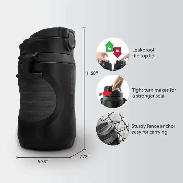 Alt view image 5 of 7 - High Sierra 64 Ounce Insulated Water Bottle  Double Wall Stainless Steel Jug, Leakproof Flip-Top Lid, Large Metal Jug with Straw, BPA-Free, Half Gallon Water Bottle for Gym or Hiking