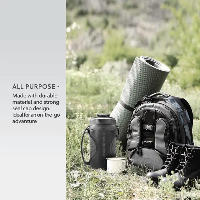 Alt view image 6 of 7 - High Sierra 64 Ounce Insulated Water Bottle  Double Wall Stainless Steel Jug, Leakproof Flip-Top Lid, Large Metal Jug with Straw, BPA-Free, Half Gallon Water Bottle for Gym or Hiking