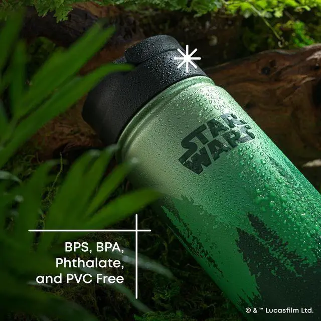 Alt view image 2 of 7 - JoyJolt Stainless Steel Star Wars Water Bottle 22 oz with Straw Lid, BPA-Free Sports and Travel Vacuum Insulated Water Bottle, Destination Collection Endor Bottle, Star Wars Gifts