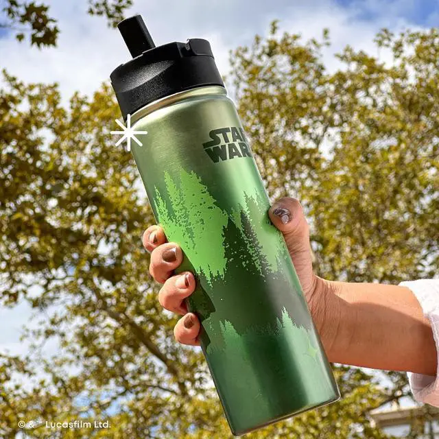 Alt view image 7 of 7 - JoyJolt Stainless Steel Star Wars Water Bottle 22 oz with Straw Lid, BPA-Free Sports and Travel Vacuum Insulated Water Bottle, Destination Collection Endor Bottle, Star Wars Gifts