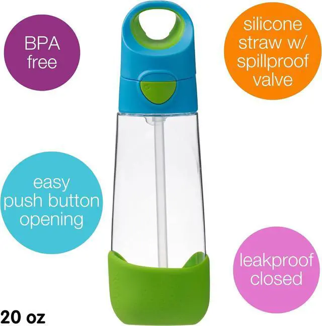 Alt view image 3 of 7 - b.box Kids Water Bottle  20oz Tritan Toddler Drink Bottle with Straw for School, Daycare, Travel w/Easy-Grip Triangular Design, Leak Proof Lid & Handle, BPA Free, Dishwasher Safe (Ocean Breeze)
