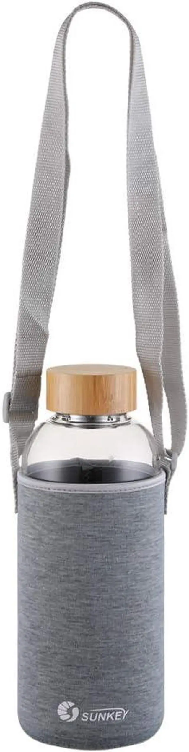 Alt view image 2 of 6 - sunkey Sports Borosilicate Glass Water Bottle Wide Mouth 48 Oz Large Water Bottle with Bamboo Lid Neoprene Sleeve Bpa Free