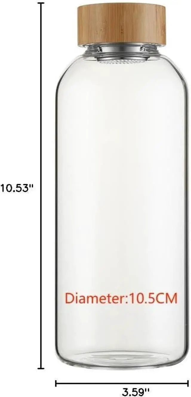 Alt view image 6 of 6 - sunkey Sports Borosilicate Glass Water Bottle Wide Mouth 48 Oz Large Water Bottle with Bamboo Lid Neoprene Sleeve Bpa Free