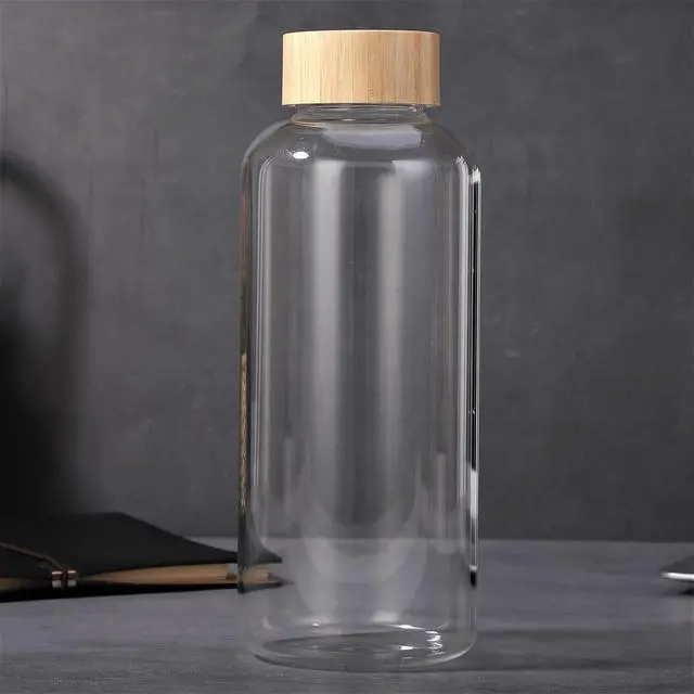 Alt view image 4 of 6 - sunkey Sports Borosilicate Glass Water Bottle Wide Mouth 48 Oz Large Water Bottle with Bamboo Lid Neoprene Sleeve Bpa Free