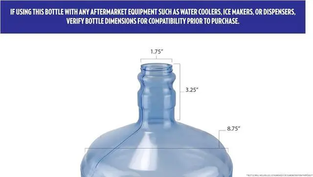 Alt view image 2 of 5 - New Wave Enviro Polycarbonate Water Bottle, 2-Gallon, Screw Top Cap with Integrated Handle for Easy Carrying, Built for Durability, Blue