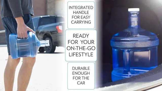 Alt view image 3 of 5 - New Wave Enviro Polycarbonate Water Bottle, 2-Gallon, Screw Top Cap with Integrated Handle for Easy Carrying, Built for Durability, Blue