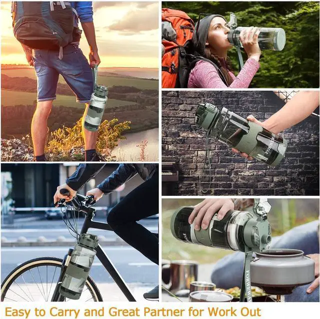 Alt view image 7 of 7 - Sports BPA-Free Large Tritan Leakproof Plastic Water Bottle with Filter - 1.5 Liter Reusable Big Drink Bottle for Adults, Portable for Fitness, Outdoor, Camping, Hiking