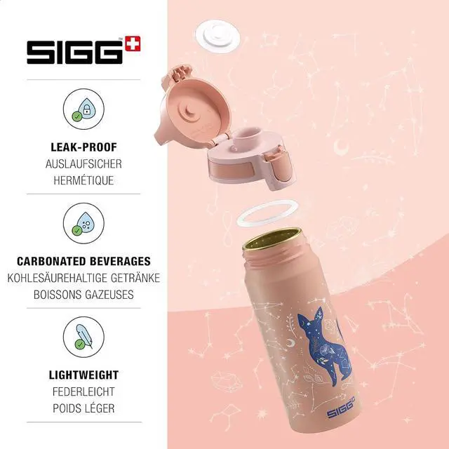Alt view image 3 of 7 - SIGG - Aluminium Kids Water Bottle - WMB ONE My Universe - Suitable For Carbonated Beverages - Leakproof - Lightweight - BPA Free - Climate Neutral Certified - Light Pink - 20 Oz