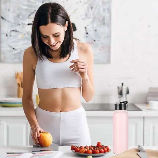 Alt view image 6 of 7 - VEGOND 40 oz Insulated Water Bottle Bulk Stainless Steel Metal Water Bottles with Leak Proof Straw Lid & Spout Lid, Wide Mouth Double Walled Vacuum Travel Sports Bottle, 4 Pack