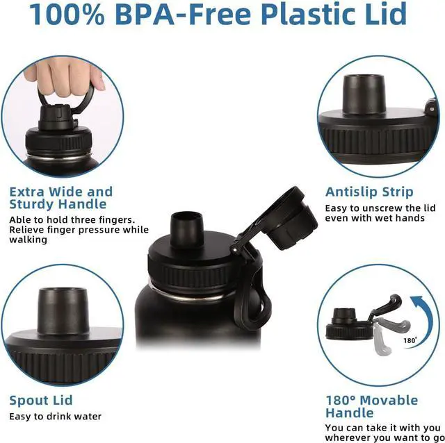 Alt view image 5 of 7 - Volhoply 40 oz Insulated Water Bottles Paracord Handle, Stainless Steel Sports Bottle with Spout Lid, Double Walled Travel Water Thermos with Wide Mouth, Reusable Water jug for Adults (Black, 1 Set)