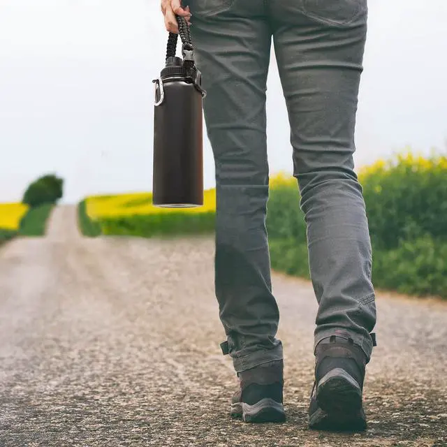 Alt view image 7 of 7 - Volhoply 40 oz Insulated Water Bottles Paracord Handle, Stainless Steel Sports Bottle with Spout Lid, Double Walled Travel Water Thermos with Wide Mouth, Reusable Water jug for Adults (Black, 1 Set)