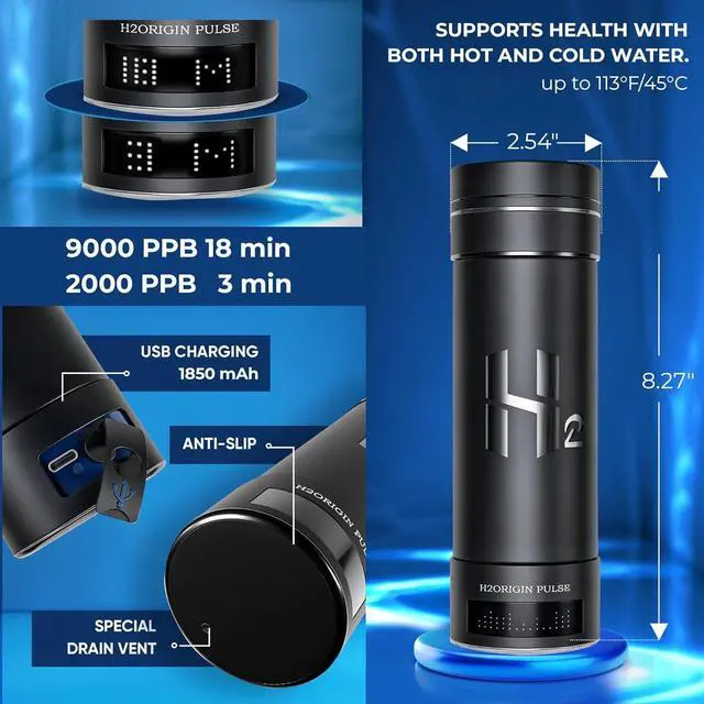 Alt view image 2 of 7 - Hydrogen Water Bottle Generator, Up to 9000 PPB Hydrogen Bottle Water Ionizer with SPE/PEM Technology, 3-in-1 Portable Universal Adapter and Refreshing Mist Spray for Home Hydration