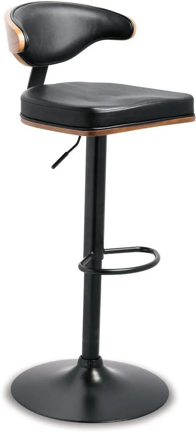 Main image of Signature Design by Ashley Bellatier Mid-Century Modern 43.25" Adjustable Height Bar Stool, Brown & Black