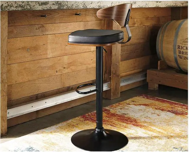 Alt view image 2 of 4 - Signature Design by Ashley Bellatier Mid-Century Modern 43.25" Adjustable Height Bar Stool, Brown & Black