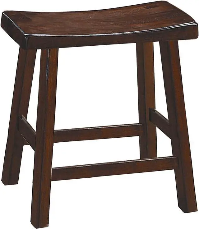 Main image of Homelegance Saddleback Dining Height Barstool (Set of 2), 17.5 Inch, Cherry