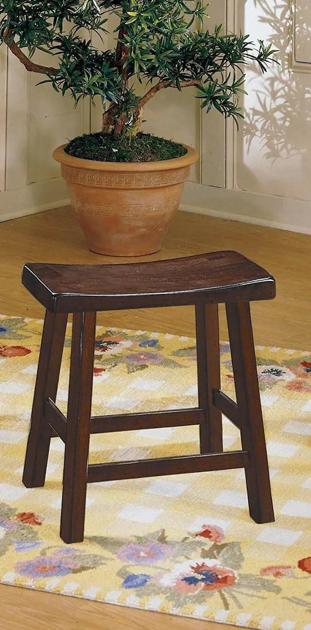 Alt view image 2 of 5 - Homelegance Saddleback Dining Height Barstool (Set of 2), 17.5 Inch, Cherry