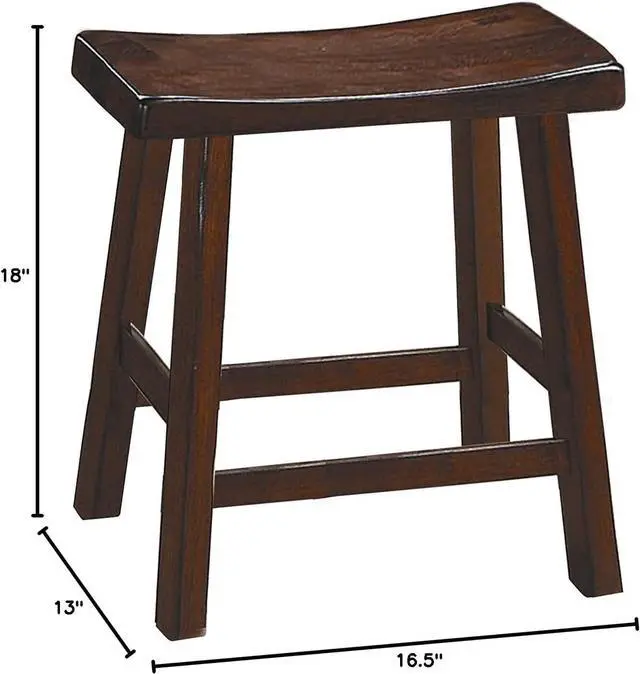 Alt view image 3 of 5 - Homelegance Saddleback Dining Height Barstool (Set of 2), 17.5 Inch, Cherry
