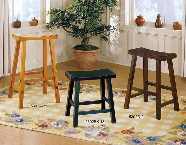Alt view image 4 of 5 - Homelegance Saddleback Dining Height Barstool (Set of 2), 17.5 Inch, Cherry