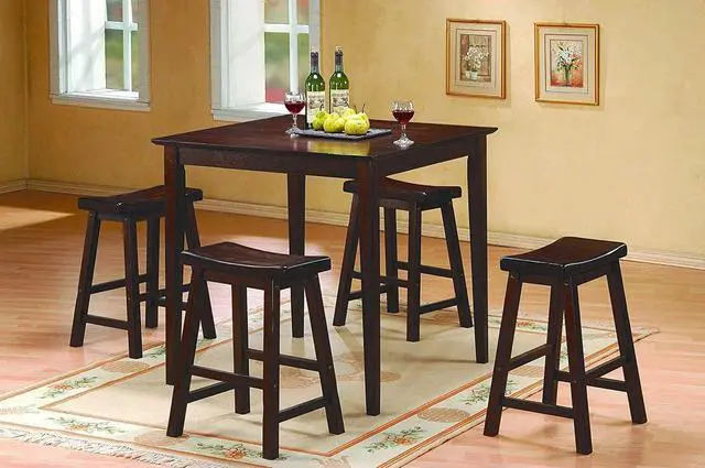 Alt view image 5 of 5 - Homelegance Saddleback Dining Height Barstool (Set of 2), 17.5 Inch, Cherry