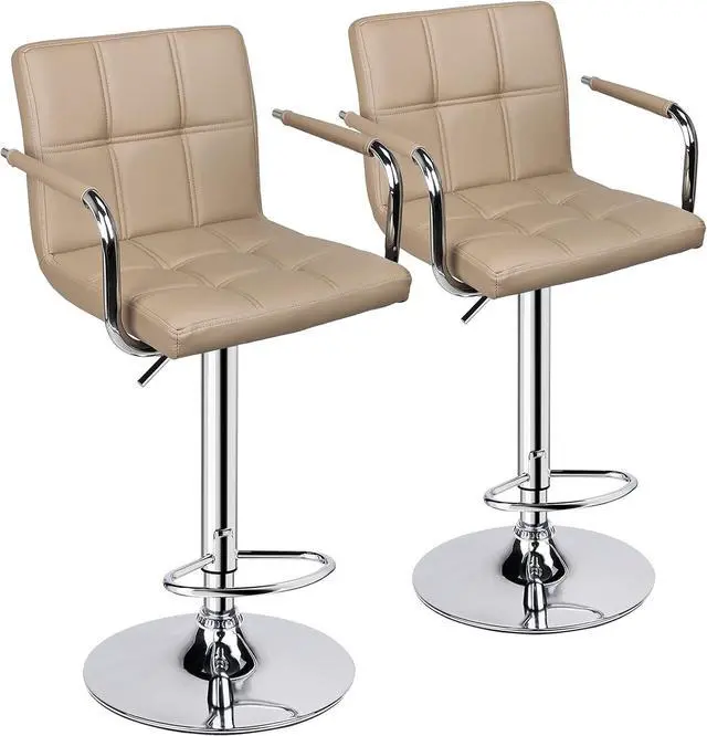 Main image of Leopard Adjustable Bar Stools with Armrest, Barstools Set of 2 (Khaki)