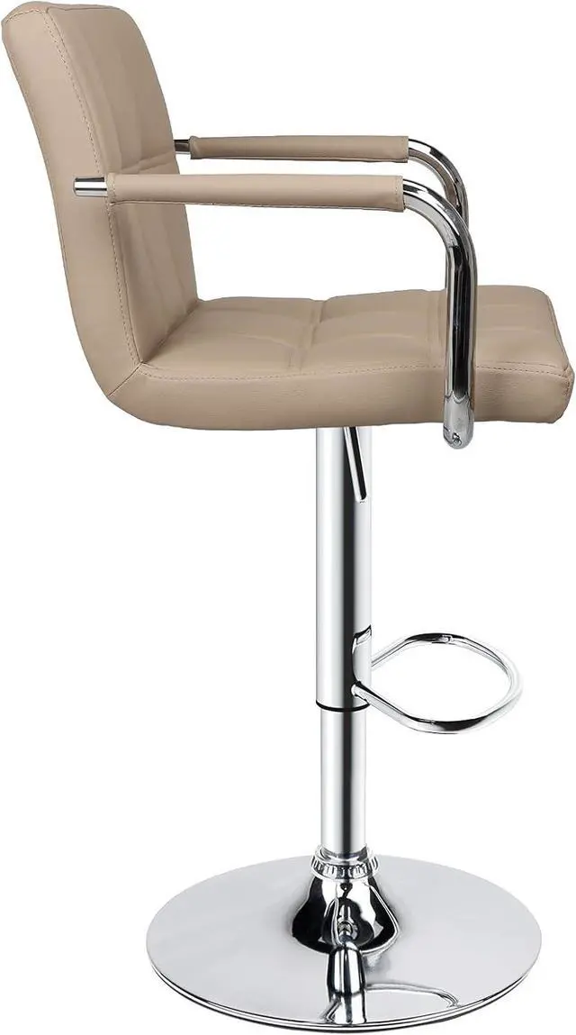 Alt view image 5 of 7 - Leopard Adjustable Bar Stools with Armrest, Barstools Set of 2 (Khaki)