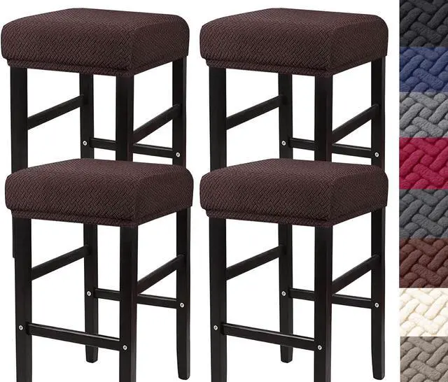 Main image of HFCNMY Stool Covers Rectangle,4 Pack Stretch Rectangle Bar Stool Covers Jacquard Vanity Stool Cover Washable Counter Stool Covers Bar Stool Seat Covers Saddle Seat Cover with Elastic Bands Coffee
