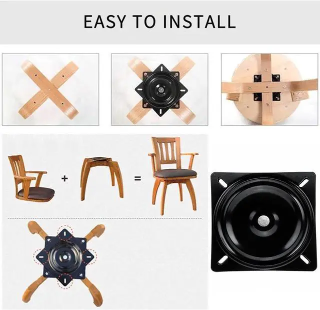 Alt view image 5 of 7 - 2Pack Heavy Duty Boat Seat Swivel 7.5 Inch Bar Stool Swivel Plate Heavy Duty Swivel Chair Plate Seat Swivel Base 360° Bar Stool Swivel Replacement for Barstools Recliner Chair Boat