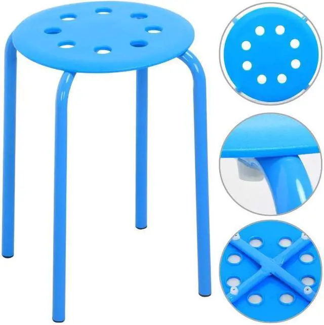Alt view image 7 of 7 - Topeakmart 10pcs Round Plastic Stack Stools Bar Stools Set 17.3in Height Blue/Green/Red/White/Yellow
