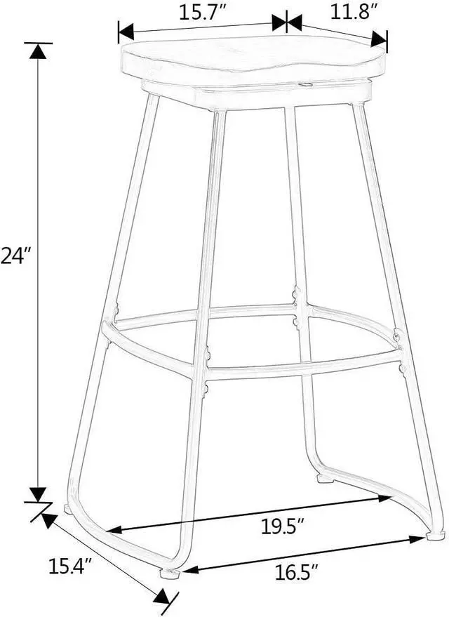 Alt view image 2 of 7 - Awonde 24" Swivel Bar Stools Set of 2 Industrial Backless Bartsools Metal Counter Height Stools with Wood Top Matte Black