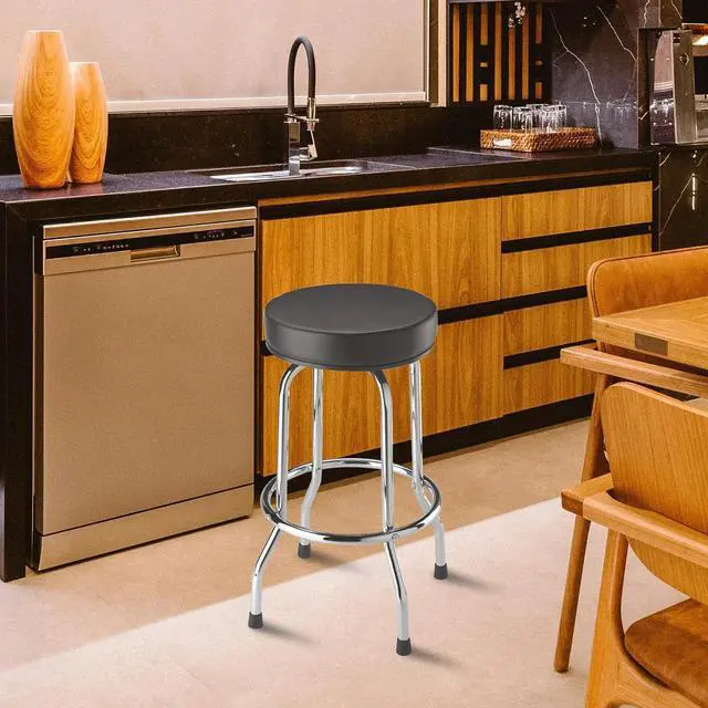 Alt view image 2 of 6 - Torin ATRP6185B Swivel 250lbs Bar Stool: Padded Garage/Shop Seat with Chrome Plated Legs, Black