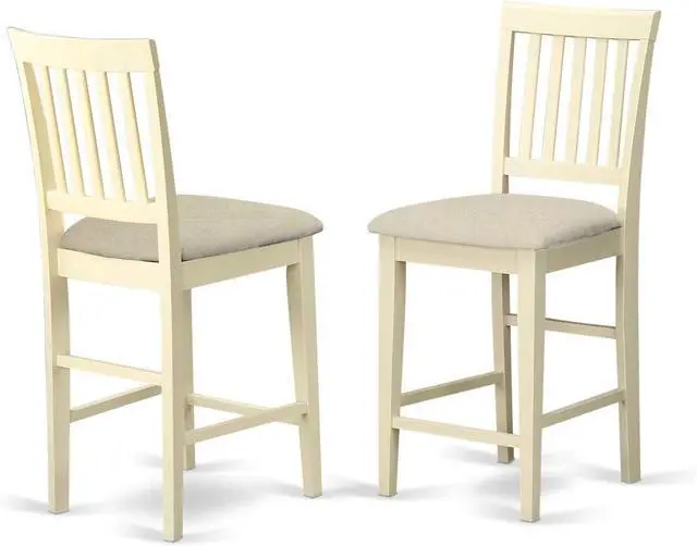 Alt view image 3 of 6 - East West Furniture VNS-WHI-W Vernon Counter Height Bar Stool - Pub Height Wooden Chairs, Set of 2, Buttermilk & Cherry