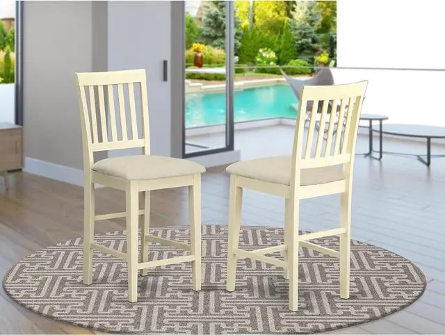 Alt view image 2 of 6 - East West Furniture VNS-WHI-W Vernon Counter Height Bar Stool - Pub Height Wooden Chairs, Set of 2, Buttermilk & Cherry