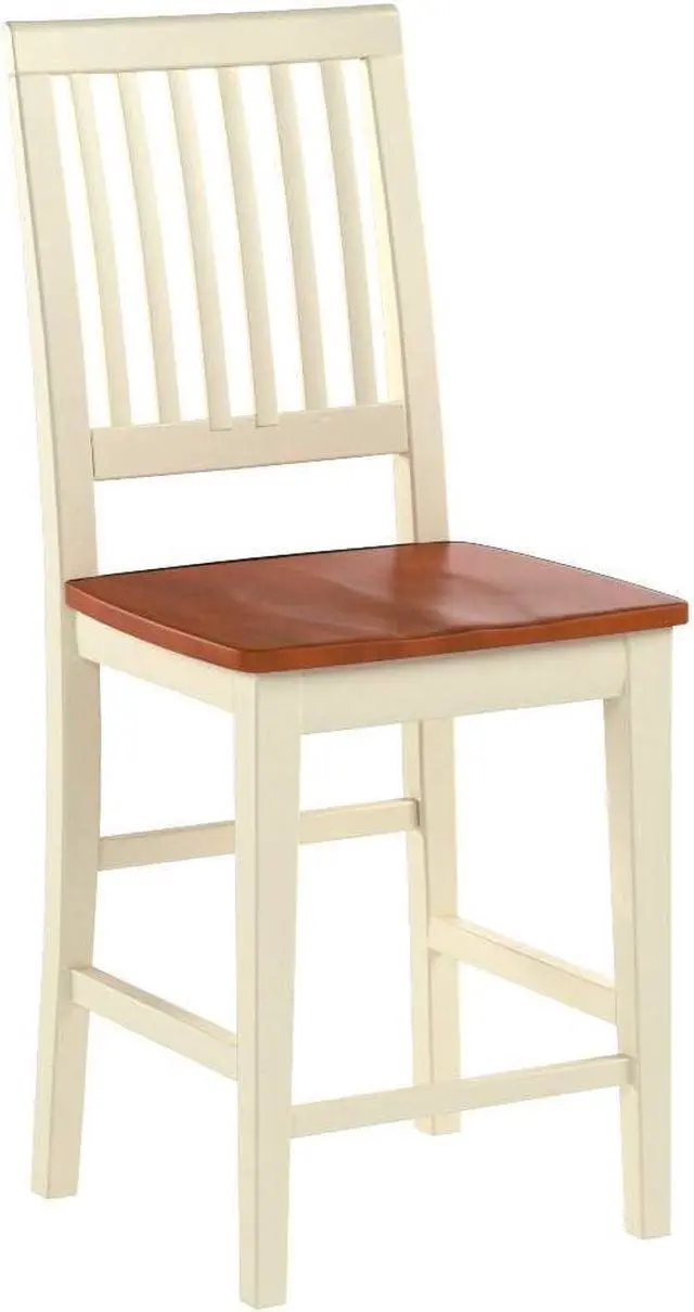 Alt view image 4 of 6 - East West Furniture VNS-WHI-W Vernon Counter Height Bar Stool - Pub Height Wooden Chairs, Set of 2, Buttermilk & Cherry