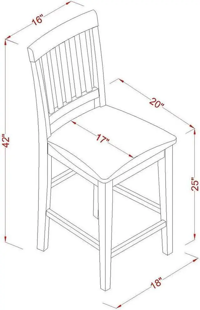 Alt view image 5 of 6 - East West Furniture VNS-WHI-W Vernon Counter Height Bar Stool - Pub Height Wooden Chairs, Set of 2, Buttermilk & Cherry