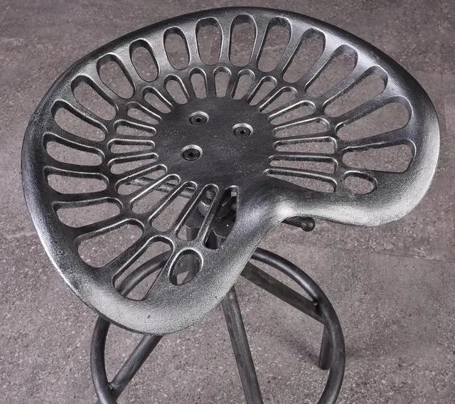 Alt view image 5 of 6 - LOKKHAN 2PC Adjustable Industrial Home Bar Stools - Cast Iron Tractor Seat Swivel Metal Farmhouse Dining Stools - Counter & Pub Height 26.37" to 30.31" - Black with Brushed Silver Finish