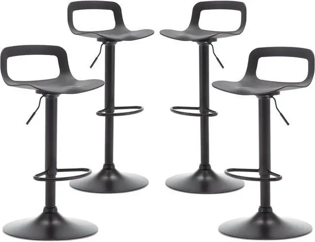 Main image of thksbought Set of 4 Modern Bar Stools Plastic Adjustable Counter Height Swivel Stool (Matte Black)
