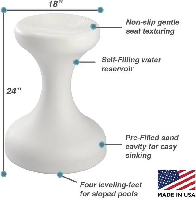 Alt view image 3 of 6 - DUNNRITE Products USA Made Pre-Weighted Pool Stools for Underwater Use, Make The Perfect Pool Bar Scene with This 24 Inch Submersible Pool Barstool