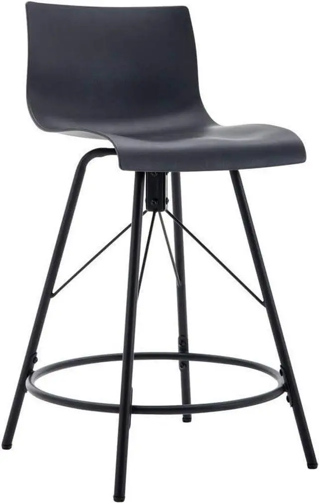 Alt view image 7 of 7 - Haobo Metal Bar Stools, Counter Stools Chairs Plastic Seat Swivel Stools Set of 4 for Indoor, Outdoor, Home, Kitchen, Bar Counter, Business (24", 07 Swivel Black)