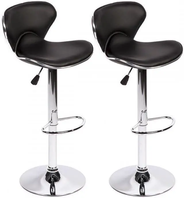Main image of BestOffice Set of 2 Bar Stools PU Leather Modern Hydraulic Swivel Dinning Chair, Black